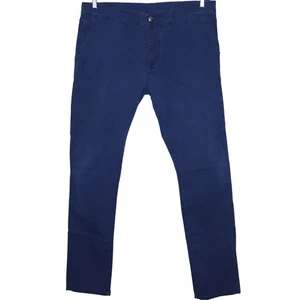 ISAIA Napoli Straight Fit Chino Pant Blue Button Fly Casual Men's 54 / US 38 - Picture 1 of 11