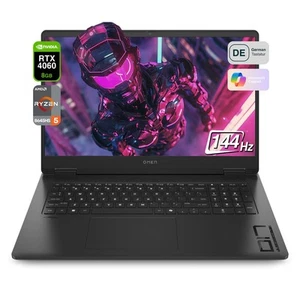 HP OMEN 17 Gaming Laptop, R5-8645HS,17.3", RTX4060, RGB QWERTZ ( Gebraucht-Gut) - Bild 1 von 9