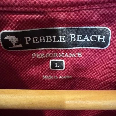 Pebble Beach Polo Shirt Mens Large Short Sleeve Performance Magenta Red Pinkish - Image 1 of 4