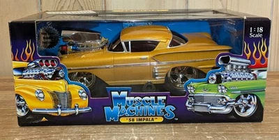 Muscle Machines 1:18 Scale 1958 Chevy Impala Gold 2003 New In Package - Image 1 of 4