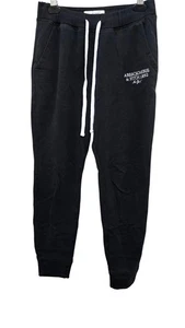 Abercrombie & Fitch Men's S Black Jogger Sweatpants Drawstring Waist & Embroider - Picture 1 of 7