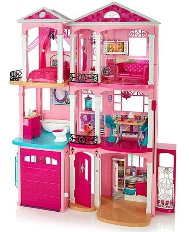 Barbie Mattel 3 pisos rosa amueblado muñeca casa de pueblo casa de ensueño 4 pies - caja usada Foto 1 de 4