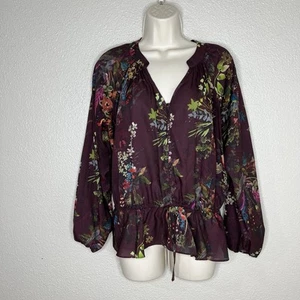 Parker Bluse Oberteil Blumenmuster Cinch-Taille V-Ausschnitt Medium Ballonärmel - Bild 1 von 10