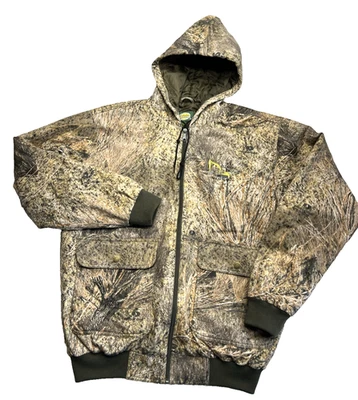 Cabela's Zip Up Hooded Hunting Jacket  Mens L-TMossy Oak Brush Camo Advertising - Image 1 of 4