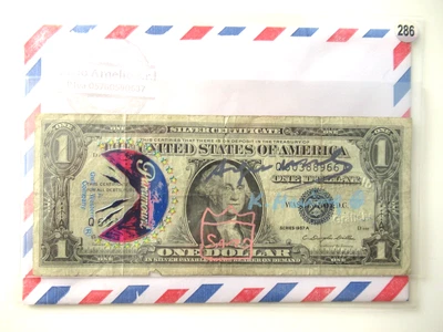 WARHOL/HARING/BASQUIAT:  Echter US$ DOLLAR 3x signiert und skizziert - Bild 1 von 4