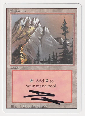 Signed Mountain (Gray) Proof NM Revised Artist Douglas Shuler 1994 MTG Magic AP! - Image 1 of 2