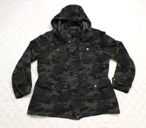 Lucky Brand mens XL navy green camo cotton jacket coat with hood - Bild 1 von 8