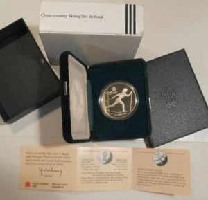 1986 Kanada 20 $ PP 1988 Olympics 0,925 Silber COA Langlauf OVP - Bild 1 von 3