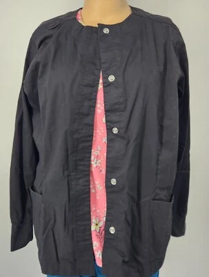 Scrub Jacket 2X Butter Soft UA Black Stretch Cotton Blend - Image 1 of 4
