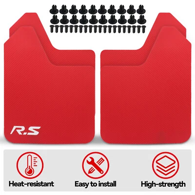 Universal RED Sport CARBON FIBER Mud Flaps Splash Guards Car Fender Body Kit USA - Image 1 of 4