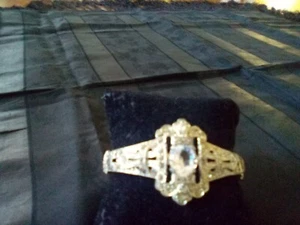 BRACCIALE VINTAGE ORNATO ART DECO ARGENTO-RODIO BRACCIALETTO-STRASS TRASPARENTE con CLASP - Foto 1 di 7