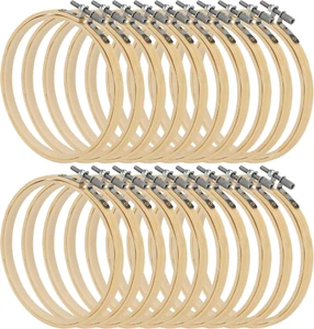 20 PCS 5 Inch Bamboo Embroidery Hoop, Adjustable Cross Stitch Circle Ring for Cr - Picture 1 of 6