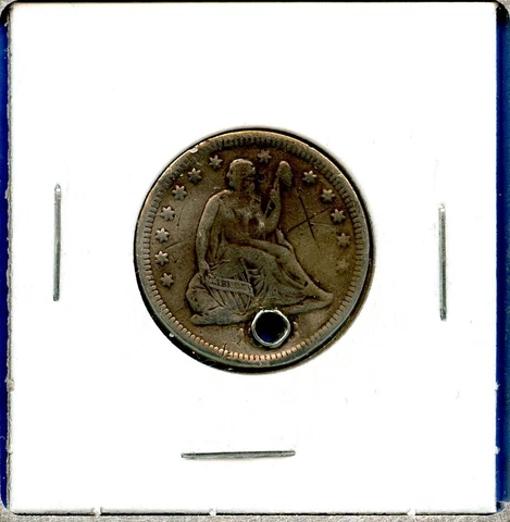 18_8 O Seated Liberty Quarter US Mint Silver Coin 18_8-O Holed Cover