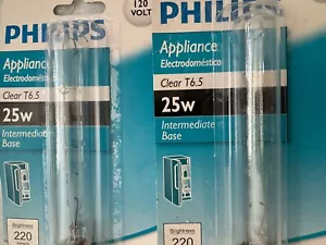 X2 PHILIPS 25w T6.5 Appliance Bulb 220 Lumens Intermediate Base 2 Packs - Picture 1 of 1