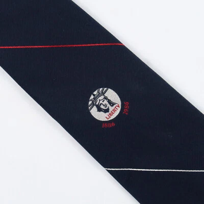 Corbata de Colección Liberty by Castle Azul Marino Rojo Blanco Rayas Finas 54x2.75 Retr Foto 1 de 4