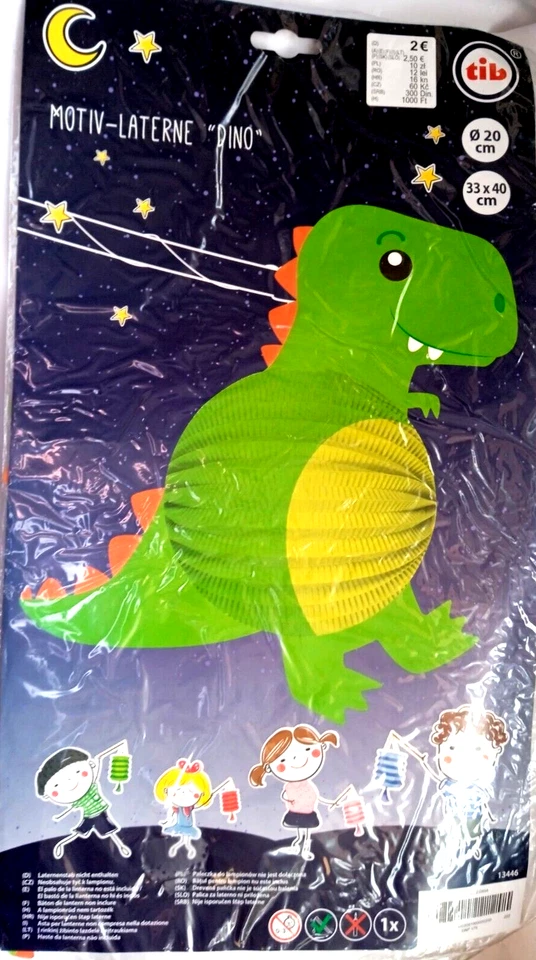 TIB Laterne Lampion "Dino" Sankt Martin  20 cm durchm., 33 x 40 cm NEU - Bild 1 von 1