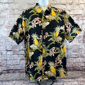 Cooke Street Men's Black Pineapple Hawaiian Short Sleeve Button Up Shirt XL - Picture 1 of 7