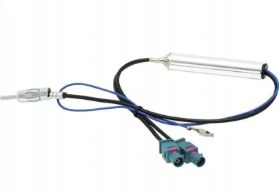 Active Double Fakra Aerial Adaptor Phantom din Plug for VW Audi Seat Skoda - Image 1 of 4