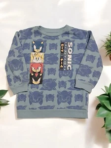 Sonic the Hedgehog Blue Lightweight Fleece Pullover Sweater Size Small 6/7 Kids - Picture 1 of 5
