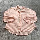 Chico's Shirt Womens Chico's Size 2 Us Size 12/14 Orange Striped Button Up Top