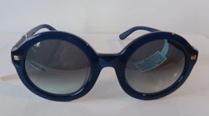Etro ET614SK Midnight Navy Blue Round Sunglasses NWT $375 - Picture 1 of 7