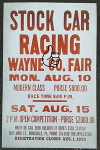 Honesdale Wayne County Fairgrounds Stockcar Races Vintage Style 11" x 17" Poster - Picture 1 of 1