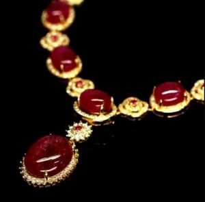 NATÜRLICHE ROSA RUBIN & WEISS-ROSA CZ HALSKETTE 18" 925 SILBER STERLING  - Bild 1 von 4