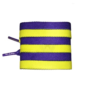 Mr Lacy Clubbies - Violet & Yellow Two Tone Shoelaces (130cm Length |10mm Width) - Picture 1 of 1