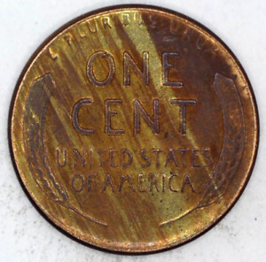 1955-P Lincoln Wheat Small Cent Penny 1C -IMPROPER ALLOY MIX "WOODIE" ERROR COIN