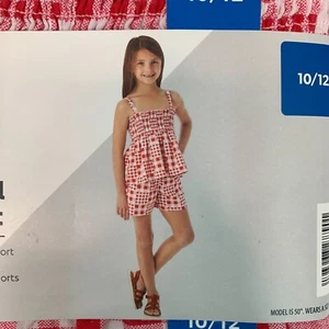 Girl's Playset Outfit Size 10/12 Red White Gingham Shirt Short Set Size 10/12 - Picture 1 of 8