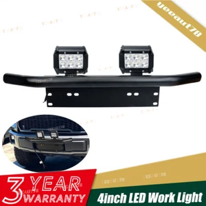 Pair 4inch 18W LED Work Light Bar 12V 24V + Bull Bar Front License Plate Bracket - Picture 1 of 10