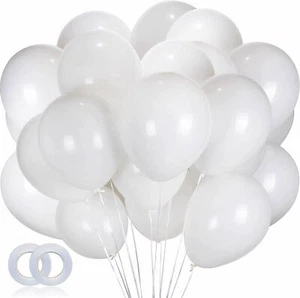 100 GLOBOS BLANCOS Helio Aire Fiesta Decoración Cumpleaños Boda Globo Ø30m - Imagen 1 de 8