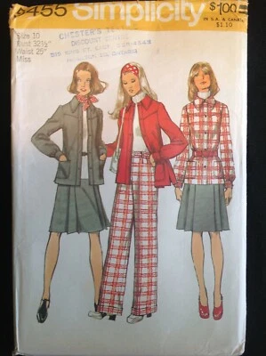 Pattern Simplicity 5455, misses’ shirt-jacket, skirt, pants, retro 70s Sz 10 - Image 1 of 2