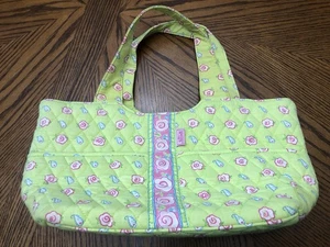 Handbag Purse Day Bucket, Cotton Quilted Pink Green By Maggie B - Picture 1 of 20