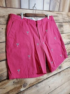 CASTAWAY Shorts Twill Golf Lounge Pink with embroidered Martinis Mens sz 40 - Picture 1 of 12