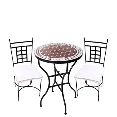 Bistro Set mediterran Marrakesch Bordeaux Weiß Athen - Bild 1 von 4