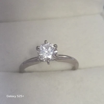 14k White Gold Diamond Solitaire Engagement, Brilliant Cut Round Diamonds, Sz 10 - Image 1 of 4