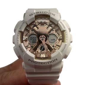 Casio G-Shock Watch Women 46mm White Rose Gold Dial 5518 GMA-S120MF Alarm 9" - Picture 1 of 6
