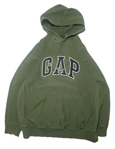Vintage Gap Athletic Hoodie Herren Large olivgrün Spellout Kanye Rap Distress - Bild 1 von 13