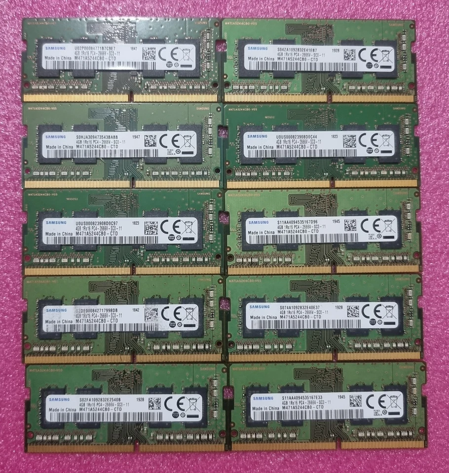 SamSung Job Lot 10x4GB DDR4 PC4 2666V 2666MHz SODIMM Laptop RAM Memory 260pin - Image 1 of 1