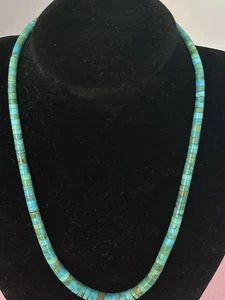 Vintage Sterlingsilber Indianer traditionelle Türkis Halskette 19 3/4" - Bild 1 von 8