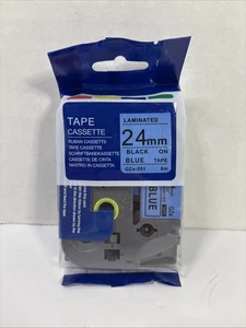 Tape Cassette QZE-551 24mm Laminated Black on Blue Label Maker Tape New - Picture 1 of 2