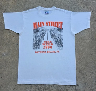 Vintage 90s Daytona Beach BIKE WEEK Graphic T-Shirt Main Street Single-Stitch - Image 1 of 4