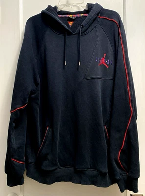 Sudadera con capucha vintage Nike Air Jordan para hombre XL negra roja desteñida pulóver bordada Y2K Foto 1 de 4
