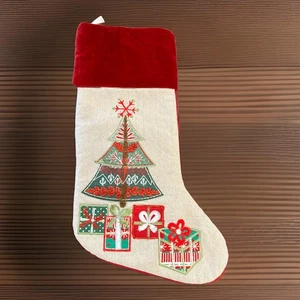"Señuelos de algodón de terciopelo con apliques bordados de medias de Navidad Bella Lux 21""" - Imagen 1 de 13