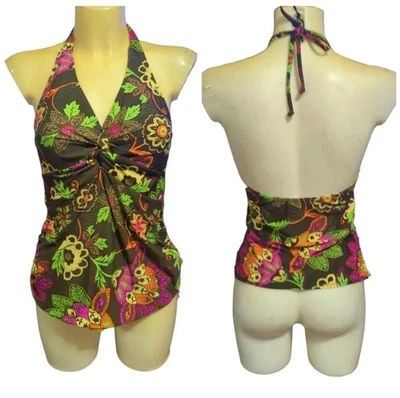 Old Navy Maternity Brown Multicolor Tankini Top Size S - Image 1 of 4