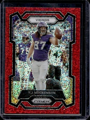 2023 Prizm T.J. Hockenson Red Sparkle #198 Vikings - Image 1 of 2