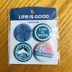 Life Is Good Positive Pins Beach Button Set of 4 - Picture 1 of 2