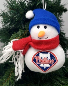 PHILADELPHIA PHILLIES PLUSH SNOWMAN ORNAMENT 5" TEAM SPORTS AMERICA - Picture 1 of 1
