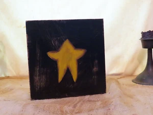 Primitive Wooden Wood Napkin Holder Lamp Black Hand Painted With Mustard Star - Picture 1 of 10